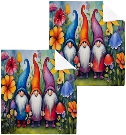 Flower Gnome Washcloth Set Reusable Soft and Absorbent
