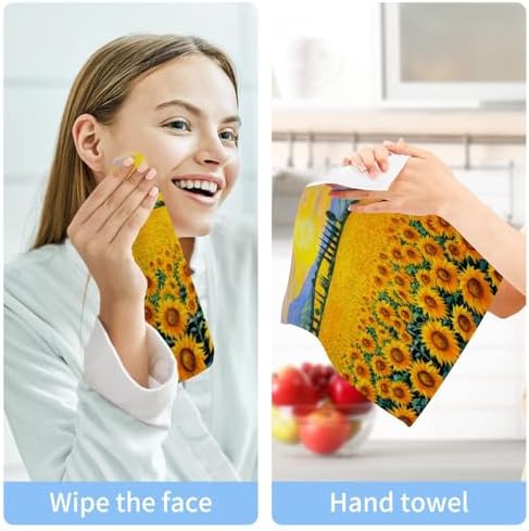 YETNASUNFLOWER Washcloth Set 2-Pack Soft Reusable Face Towels for Bath Beyond
