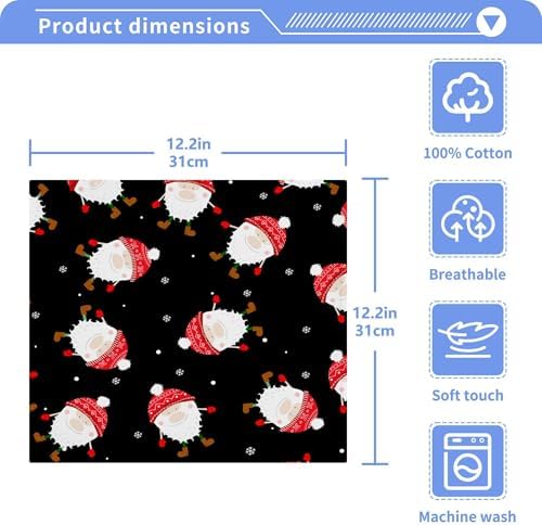 Xigua Christmas Gnomes Washcloths Set of 2 - 12 x 12 Inch 1
