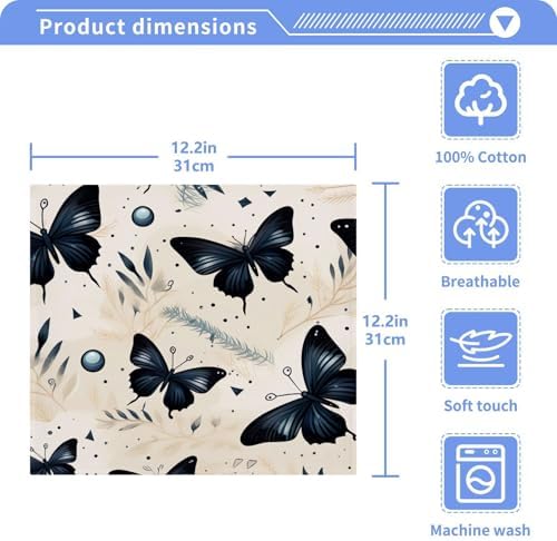 Yettashin Butterfly Baby Washcloths Soft Absorbent Cotton Reusable 12x12 inch