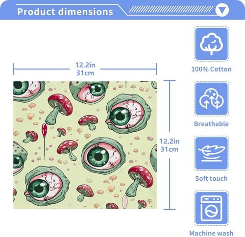 Xigua Green Eyeball Washcloths Set of 2 12x12 Inch