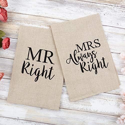 Mr and Mrs Right Linen Towel Set by MainStreet Collection