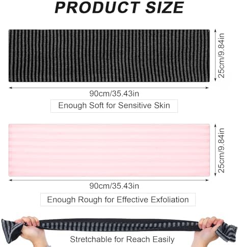 2pcs Exfoliating Washcloth Shower Towel - Black and Pink