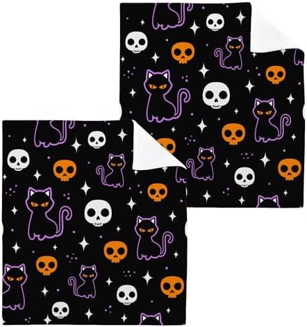 Xigua Halloween Cat Washcloth Set for Trick or Treating Kids