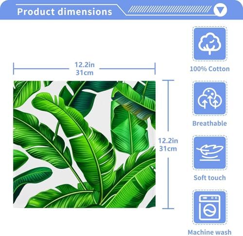 Tropical Green Palm Pure Cotton Washcloths Set - Reusable Face Towels