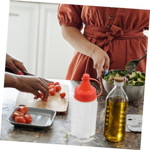 Set of 4 Condiment Squeeze Bottles for Salad Dressing and More