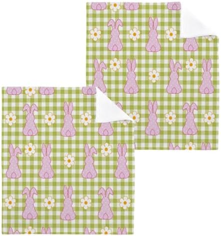 Easter Bunny Plaid Washcloths