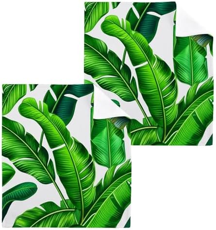Tropical Green Palm Pure Cotton Washcloths Set - Reusable Face Towels