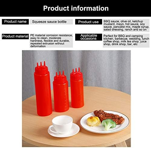 15oz Red Durable Squeeze Bottle Multi-Purpose Kitchen Tool Leak-Proof