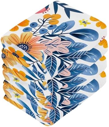 Flower Twig Washcloth Set for Babies 2-Pack Soft Reusable 12x12 Inch