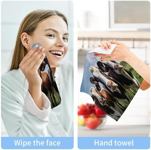 YETTASBIN Cow Washcloths 2 Pack Soft Absorbent Cotton Towels