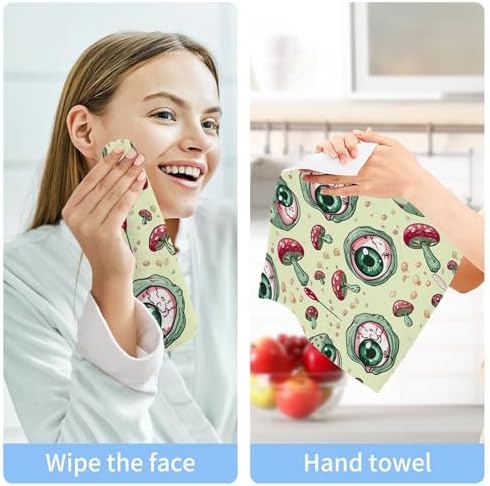 Xigua Green Eyeball Washcloths Set of 2 12x12 Inch