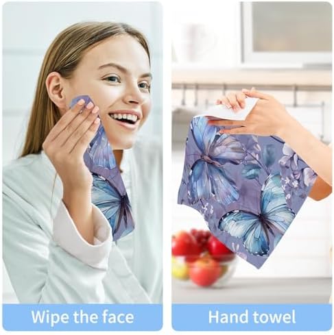 YETTASBIN Butterfly Flower Washcloths Soft and Absorbent Reusable Face Towels