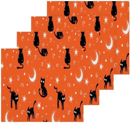 Pumpkin Cat Washcloth Set Halloween Washable Towels for Cats Kids