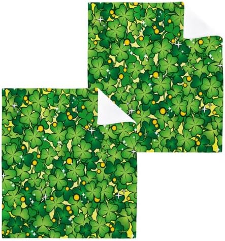 St Patricks Day Shamrock Soft Absorbent Washcloth Set of 2