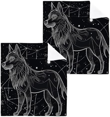 Wolf Washcloths 2 Pack Soft Absorbent Cotton Towels