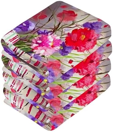 Red Flower Face Towels