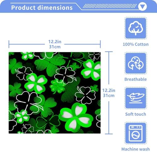 St Patricks Day Clover Washcloth Set - Soft Absorbent Face Towels