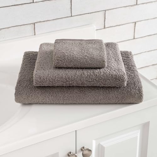 Pine Cone Hills Luxurious Shale Towel Washcloth Grey Solid Pattern