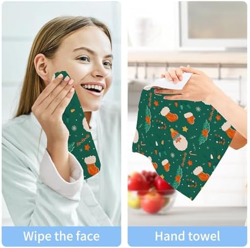 Xigua Santa Claus Green Washcloth Set for Holiday Use