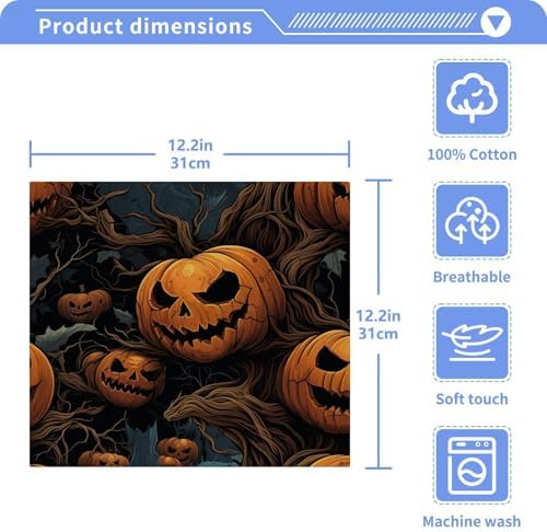 YETTASBIN Halloween Pumpkin Washcloths 2 Pack