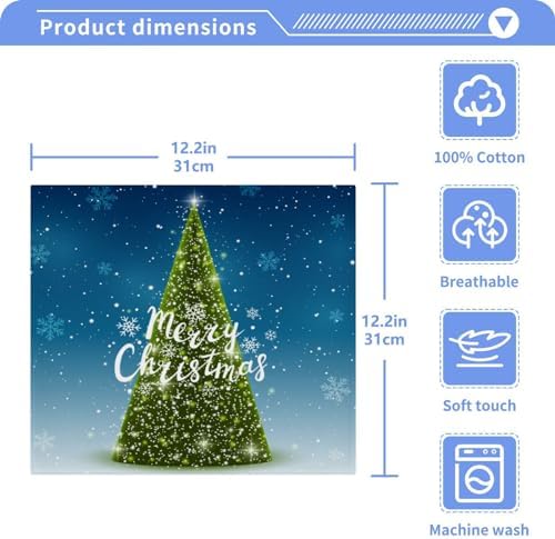YETTASBIN Christmas Tree Washcloths 2 Pack
