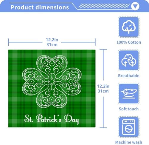St Patricks Day Clover Washcloth 2-Pack Soft Reusable