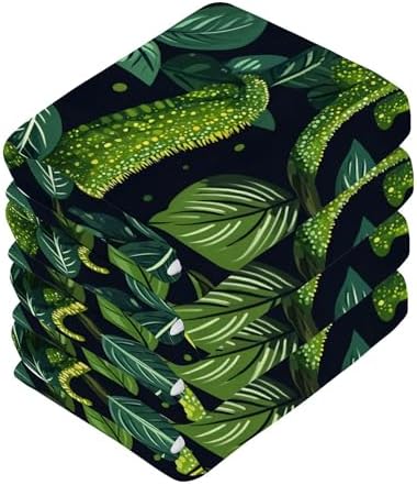 Xigua Green Chameleons Washcloths Set 2-12 X 12 Inch