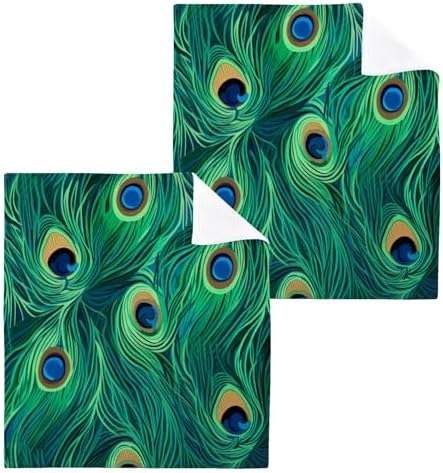 YETTASBIN Peacock Feather Washcloths 2 Pack 1