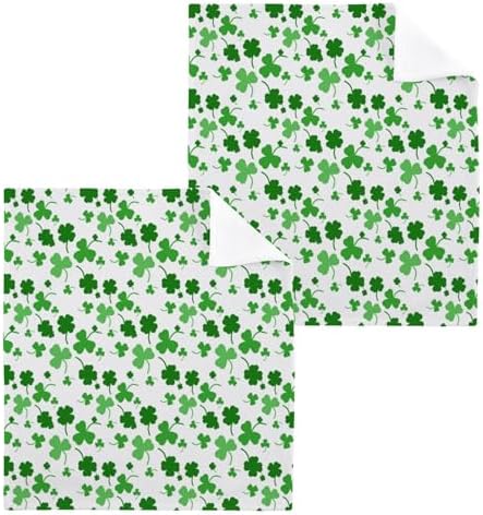St Patricks Day Clover Washcloth Set - Soft absorbent reusable face towels