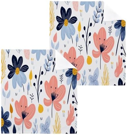 Cartoon Flower Washcloth Set x2 Perfect for Home Travel