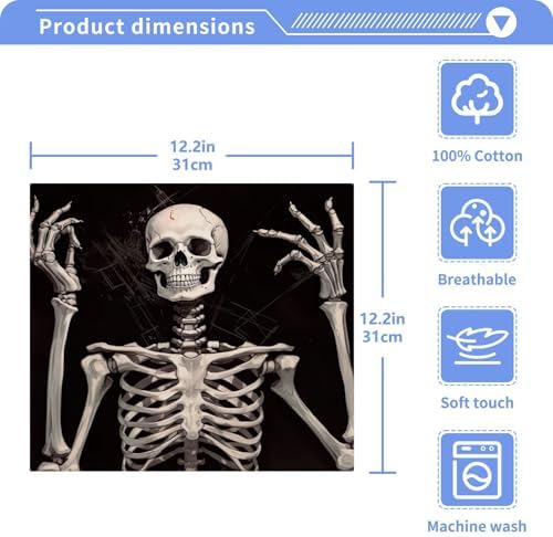 Skeleton Washcloths 2 Pack - Soft Absorbent Cotton Baby Face Towels