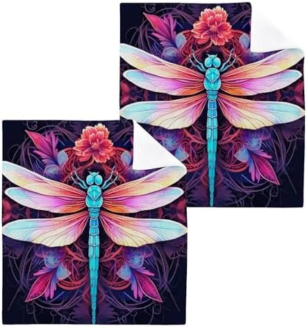 Dragonfly Washcloths 2 Pack Soft Absorbent Cotton Face Towels