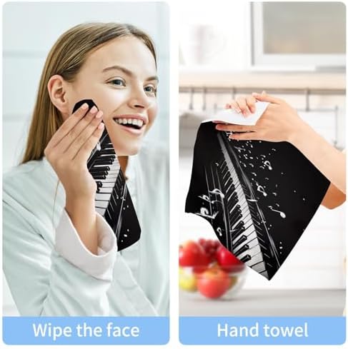 Yettasbin Piano Washcloths 2 Pack Soft Absorbent Towels