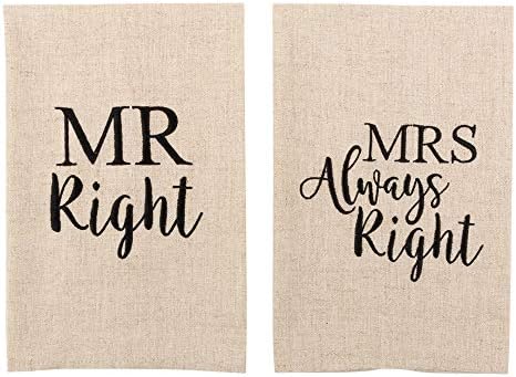 Mr and Mrs Right Linen Towel Set by MainStreet Collection