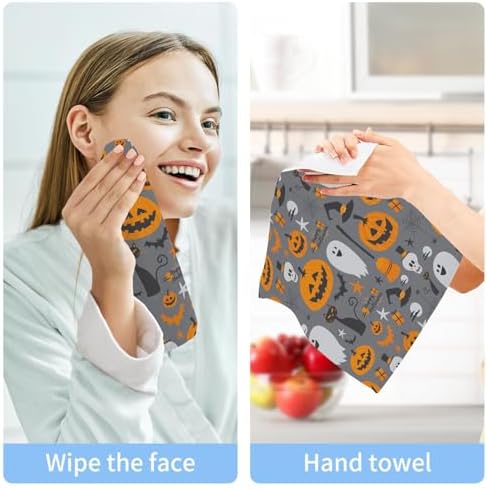 Halloween pumpkin ghost washcloths