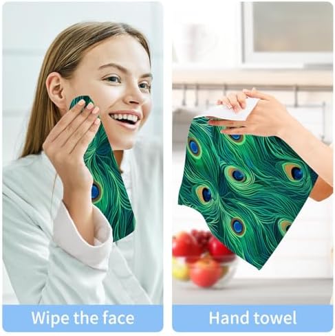 YETTASBIN Peacock Feather Washcloths 2 Pack 1