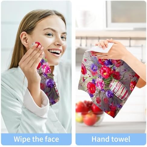 Red Flower Face Towels