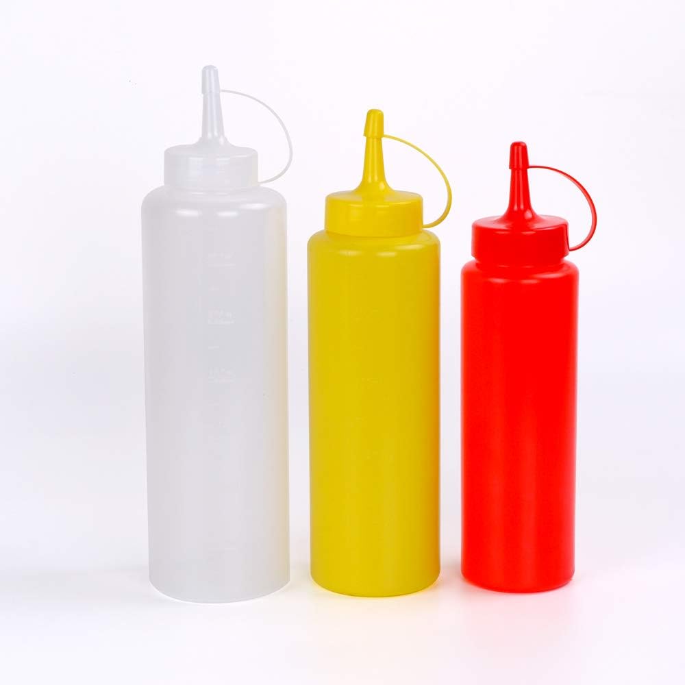 KMEIVOL 3-Piece Condiment Squeeze Bottles Reusable BPA-Free