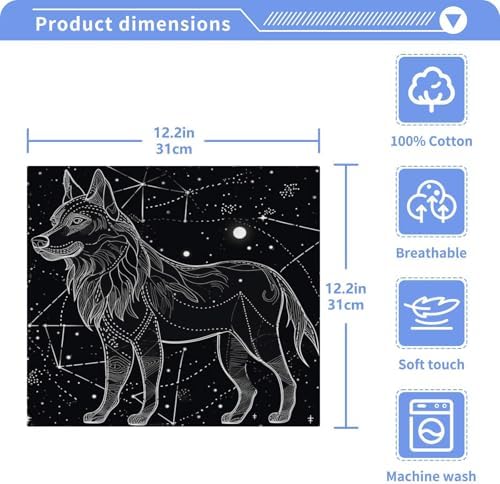 Wolf Washcloths 2 Pack Soft Absorbent Cotton Towels