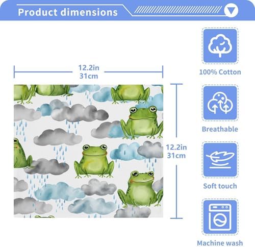 Cute Soft 12x12 Washcloths FJDENG Frog Face Towels for BATH GYM SPA