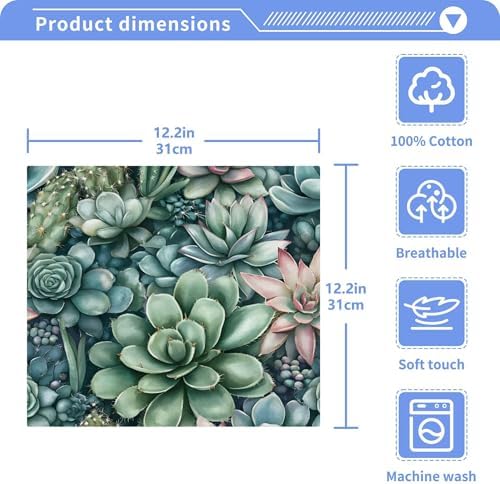 Vibrant Succulents and Cacti Washcloths for Hand and Face