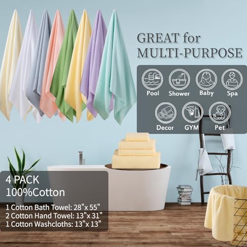 Luxury 4-Piece 100 Cotton Bath Towel Set