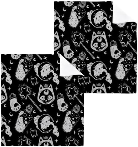 Halloween Cat Washcloth Set for Wash Drying and Cleaning