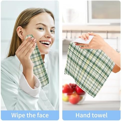 Xigua Green Tartan Washcloth Set