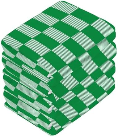 St Patricks Day Plaid 12x12 Washcloth Set - Soft Reusable