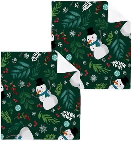 Xigua Christmas Snowman Washcloths Set of 2 - 12x12 Inch