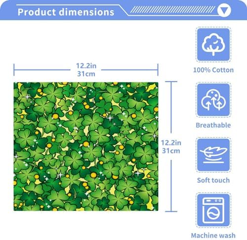 St Patricks Day Shamrock Soft Absorbent Washcloth Set of 2