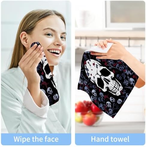 Yettasbin Skull Washcloth 2-Pack Perfect for Grooming 12x12 inches