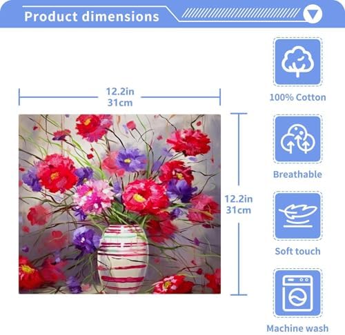 Red Flower Face Towels